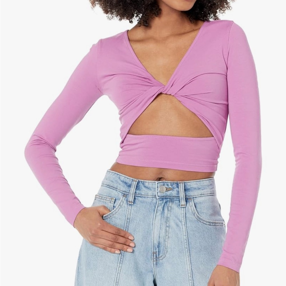 Vibrant Pink Twist Front Crop Top